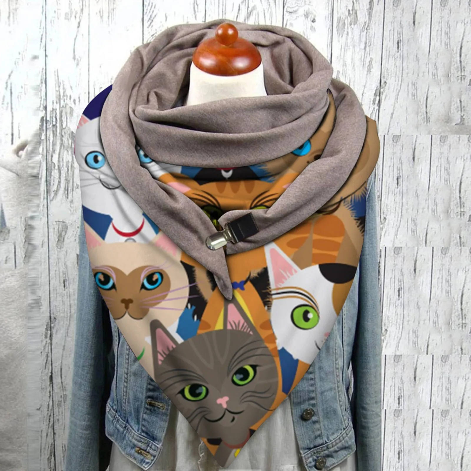 Модная женская шаль с милым рисунком кошки Женская Ретро многофункциональная