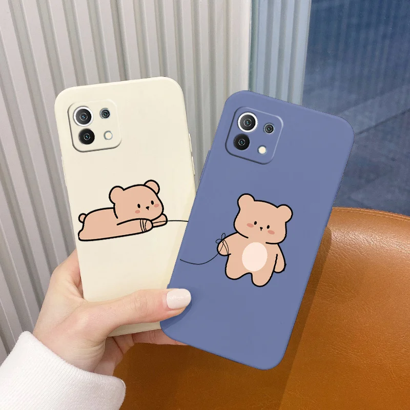 

Standing Bear Protect Case For Xiaomi Mi11 Ultra 11i 10T 9T Pro Lite Soft Phone Cover For 10 10S 9 8 lite Pro Poco F2 X2 F3 Pro