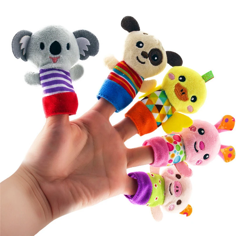 

5 шт., набор плюшевых игрушечных пальчиковых кукол, с героями мультфильмов
