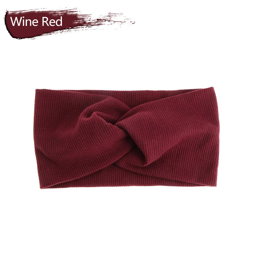 Wine red Новое поступление, модные женские мягкие шерстяные плетеные повязки на голову, милые теплые головные уборы для девушек, женские корейские винтажные аксессуары для волос - Цвет: Wine red