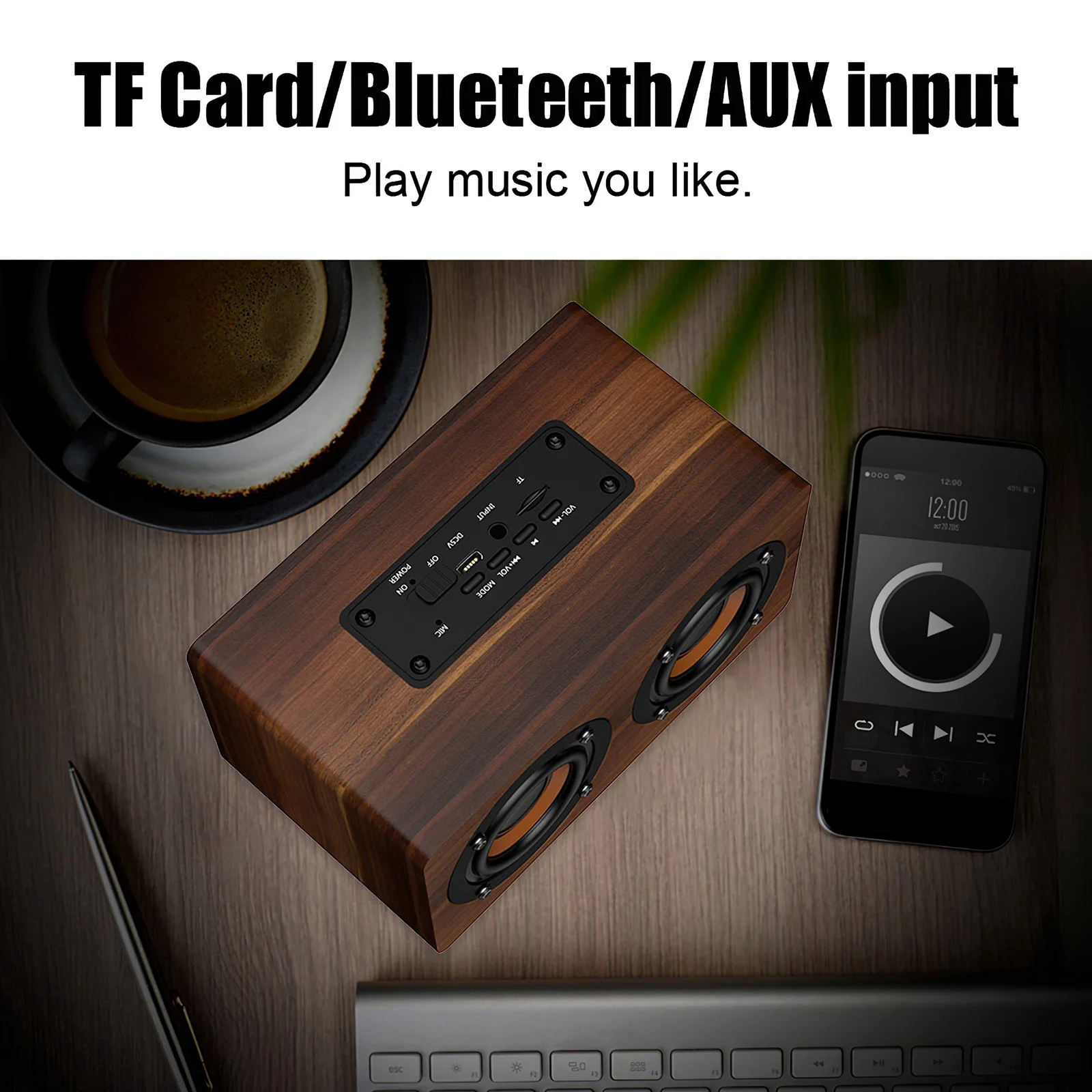 

Bluetooth, , USB-, , TF-, FM
