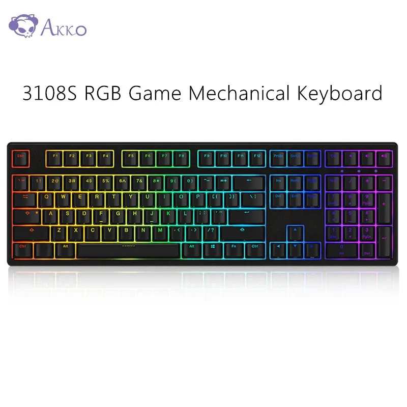 Игровая механическая клавиатура AKKO 3108S RGB, 108 клавиш, RGB подсветка, полный ключ Cherry MX Switch type-C для геймера