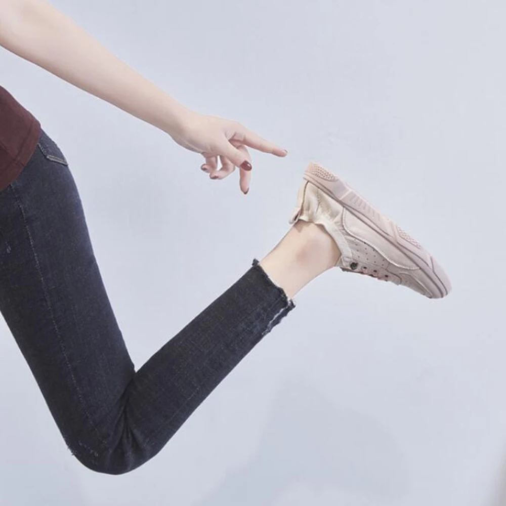 

new Women Sneakers 2020 Fashion Breathble Vulcanized Shoes Women Genuine Leather Platform Shoes Women Lace up Casual Shoes hy500