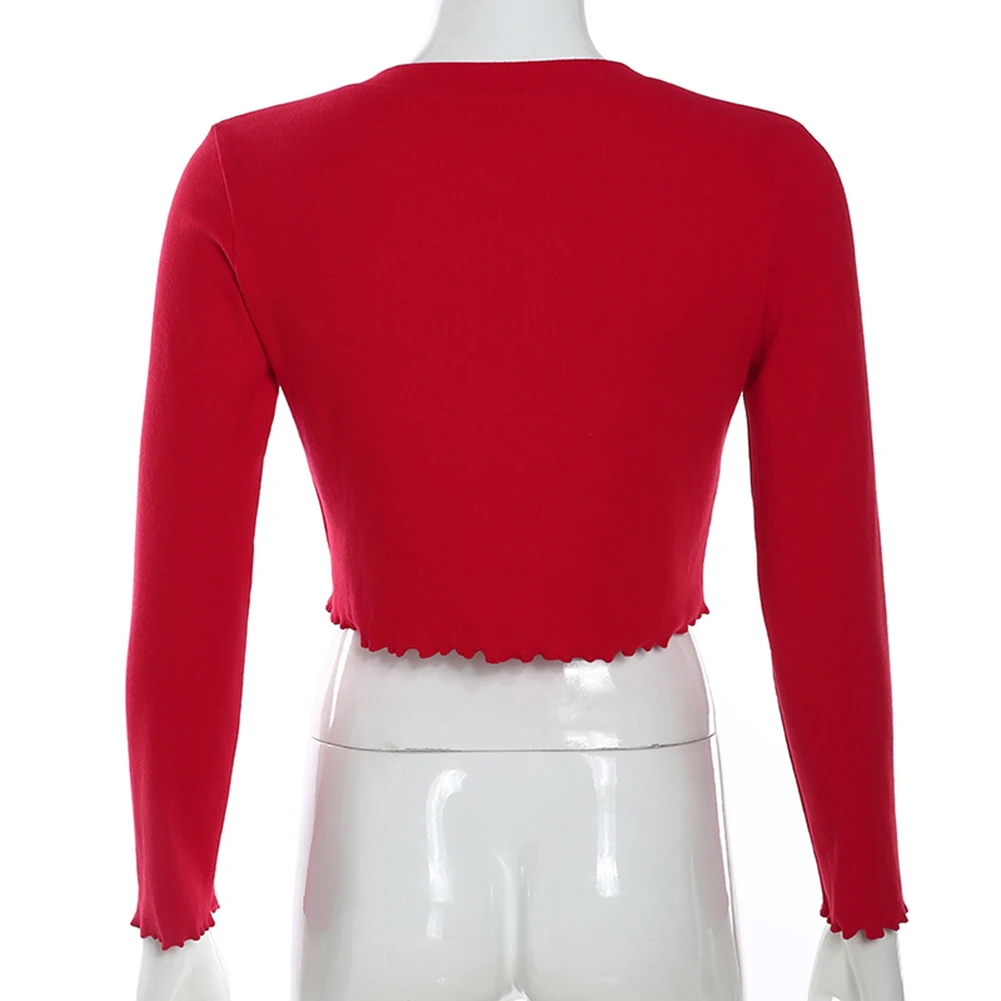 Женский трикотажный кардиган на пуговицах спереди с длинным рукавом |