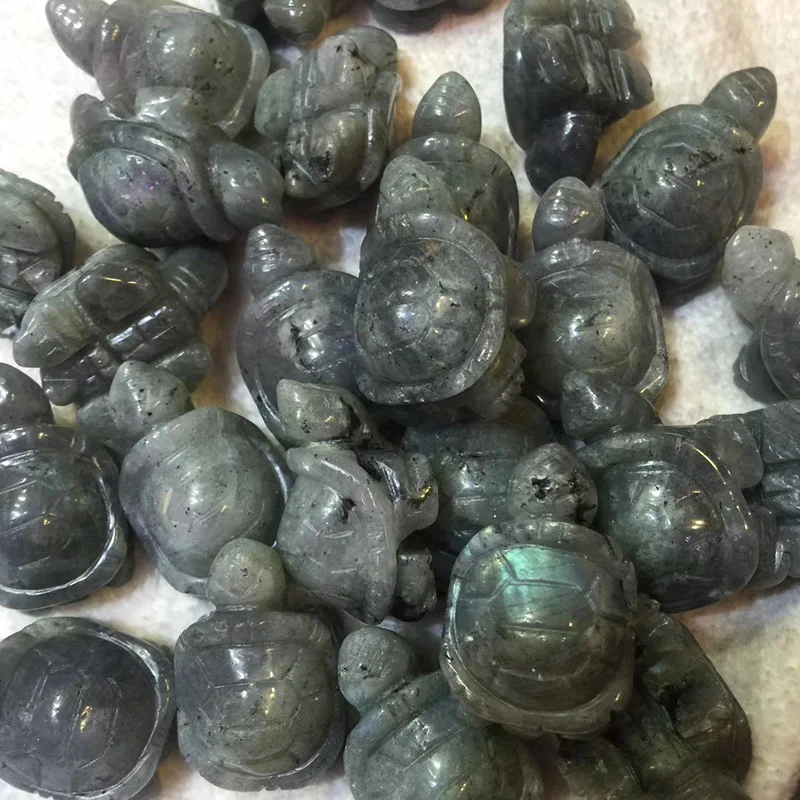 

1pcs Hand Carved Lovely Natural Labradorite Crystal Tortoise Carved Animal Figurine Statue for gift Decoration