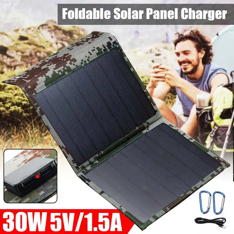 30W Складная солнечная панель складное зарядное устройство на солнечных батареях 5V 1.7A двойное usb-выходное устройство портативные солнечные панели для смартфона на открытом воздухе