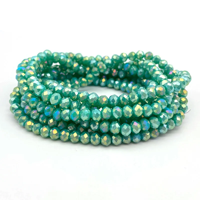 

2 3 4 6 8mm Light Blue Round Crystal Plated Faceted Flat Glass Beads Loose Spacer Beads for Jewelry Making DIY Bracelet Necklace