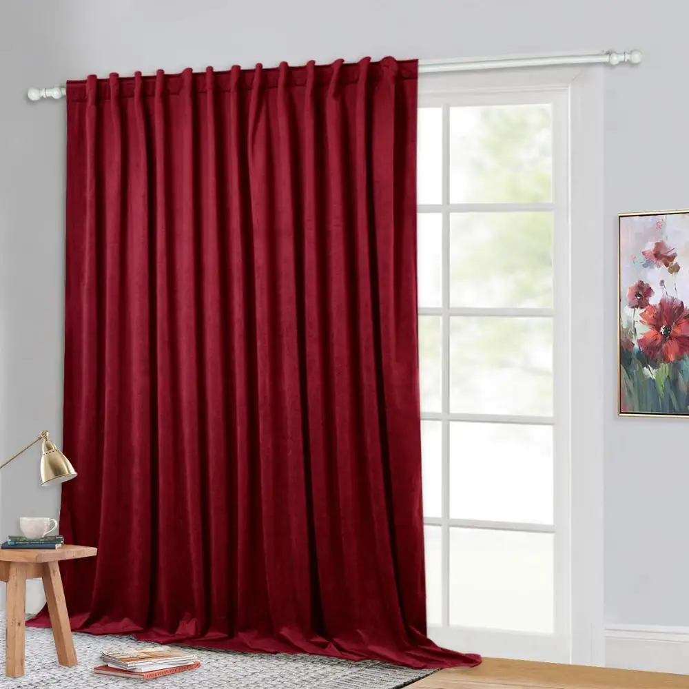 Ruby Red NICETOWN, роскошная бархатная занавеска, длинная плотная бархатная драпировка, шумопоглощающая, затемненная, перегородка, занавеска, панель для гостиной - Цвет: Ruby Red