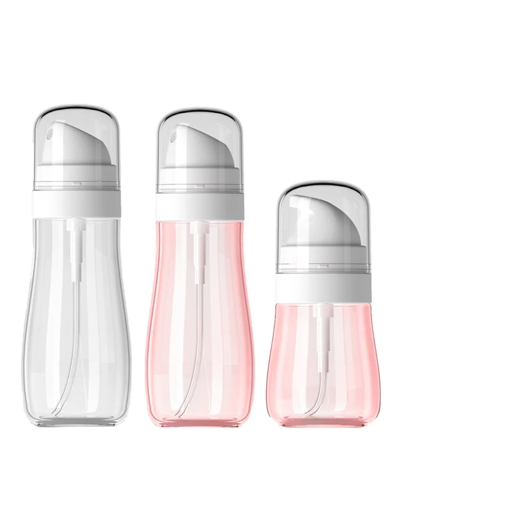 

4pcs Portable Plastic Dispenser Bottle Perfume Bottle Pressure Emulsion Bottle Travel Storage Bottle (Pink + Transparent Color,