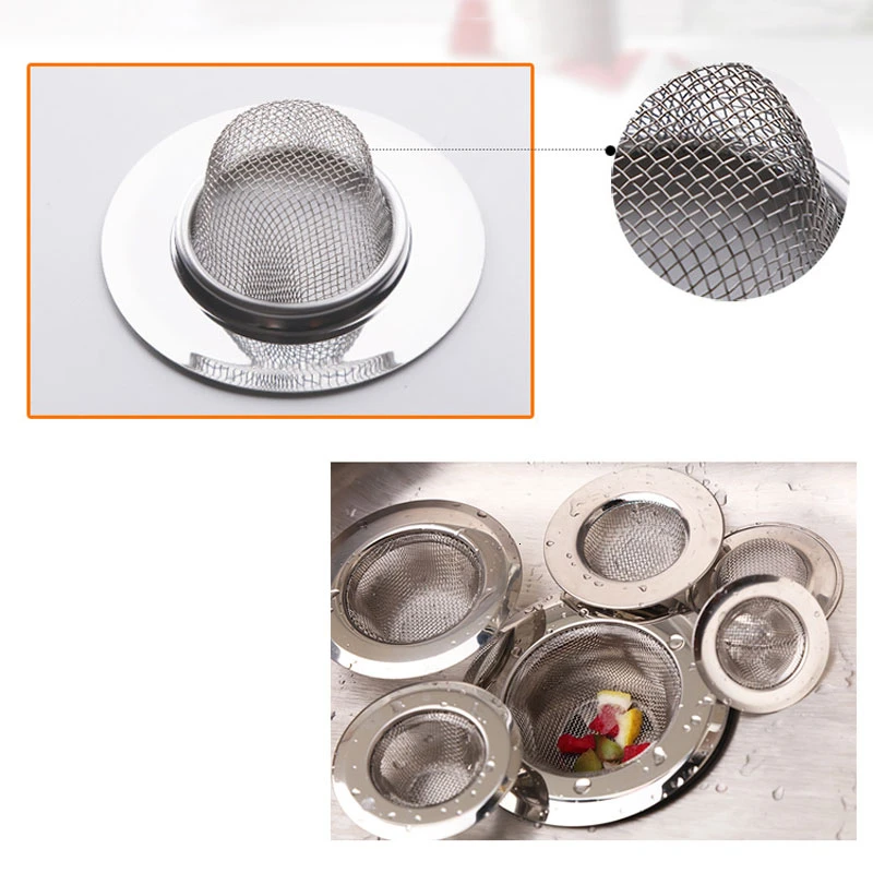 

Fine Mesh Stainless Steel Sink Strainers Filter Pool Bathtub Sewer Drain Hair Anti-clog Mesh Slag Strainer Net Kitchen Gadgets