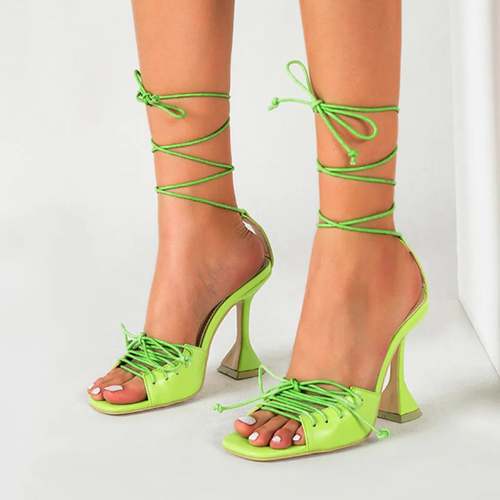 Зеленые женские пикантные модные туфли лодочки с открытым носом Т образным