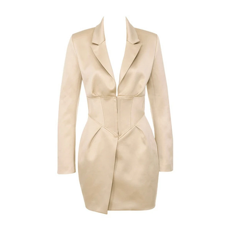 

Kili European and American Evening Dress V-Neck High-Waist Irregular Dress Sexy Long-Sleeve Dress
