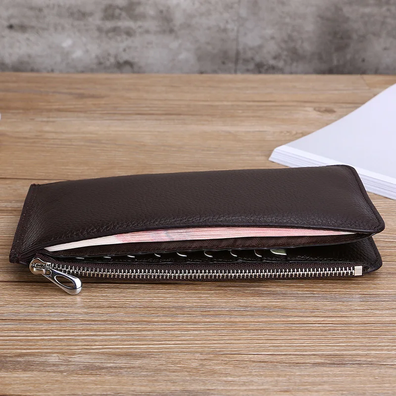 Мужской тонкий вместительный кожаный Длинный кошелек для карт