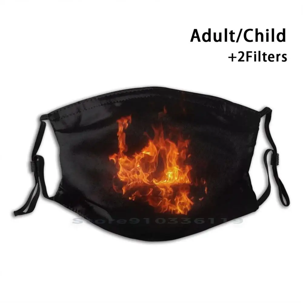 

Skull Flames Design Anti Dust Filter Washable Face Mask Kids Fire Skull Demonic Hot Nature Burning Flame Alive