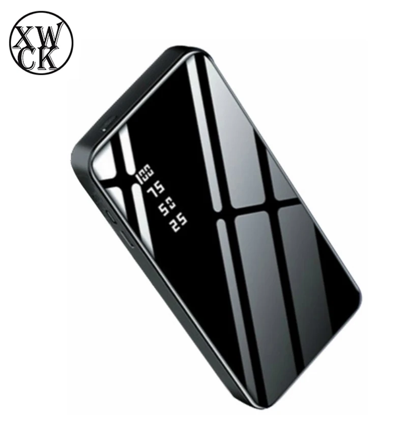 20000 мАч портативное зарядное устройство реальное зеркало ЖК дисплей двойной USB