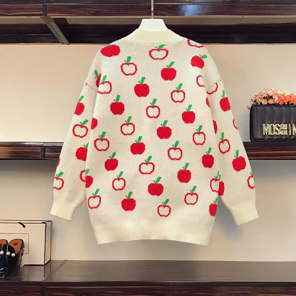 Женская Осенняя куртка-свитер с длинным рукавом и принтом |