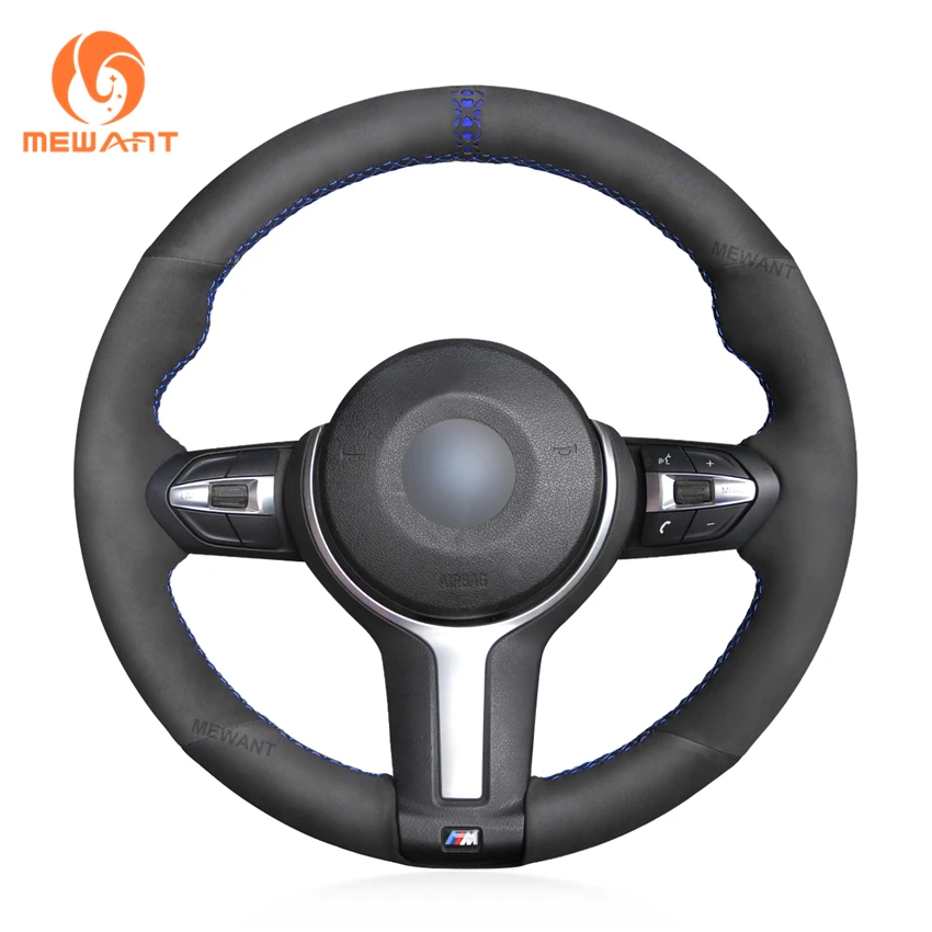 

MEWANT Black Suede Steering Wheel Cover Holste for BMW M Sport F30 F31 F34 F10 F11 F07 X5 F15 M50d X6 F16 F20 F21 M135i M140i
