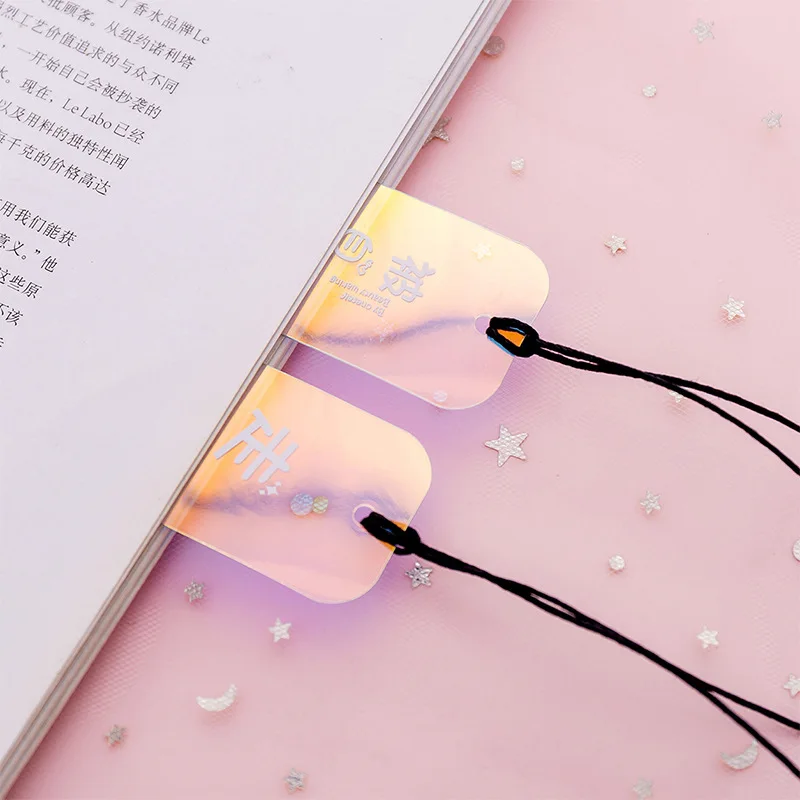 1 шт. лазерные закладки розовые прозрачные ПВХ кавайные для книг бумажные файлы