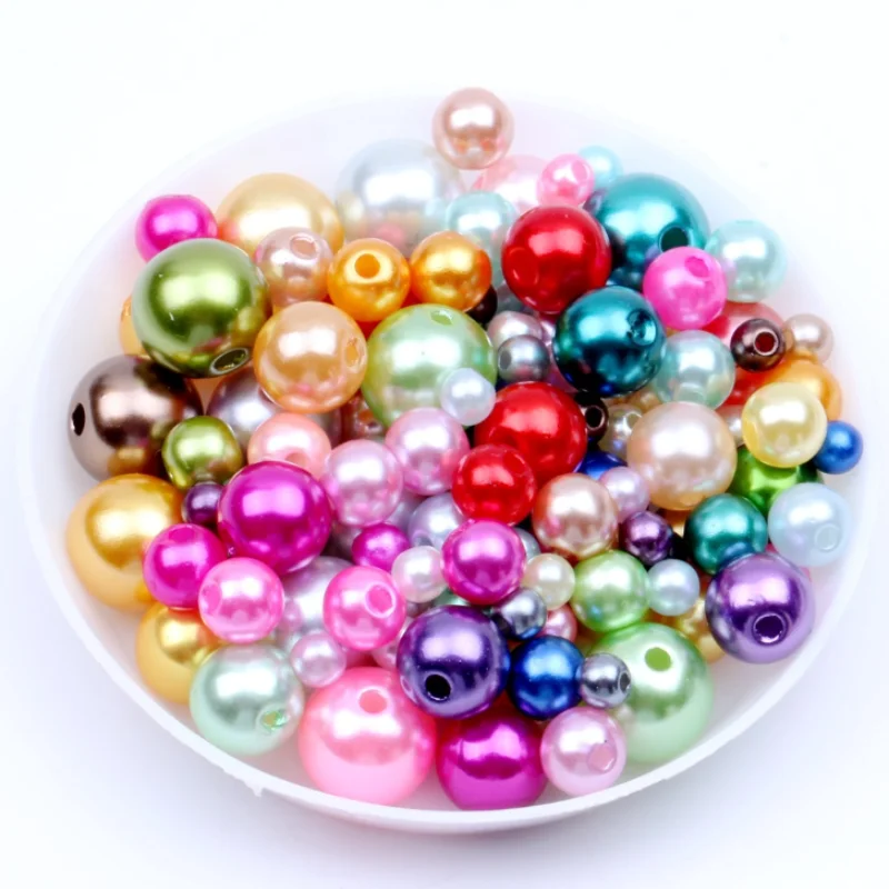 

Jet Hematiet 3-12mm straight holes round imitation plastic pearl beads for jewelry accessories Beads & Jewelry Making