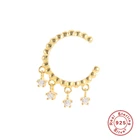 Женские серебряные серьги-клипсы с цирконом, 1 шт.