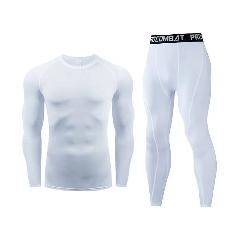 

Mens Sport Running Clothes Winter Long Sleeve Blouse Top Pants Quick Drying Thermal Underwear Set Male Clothing Set MMA Clothing