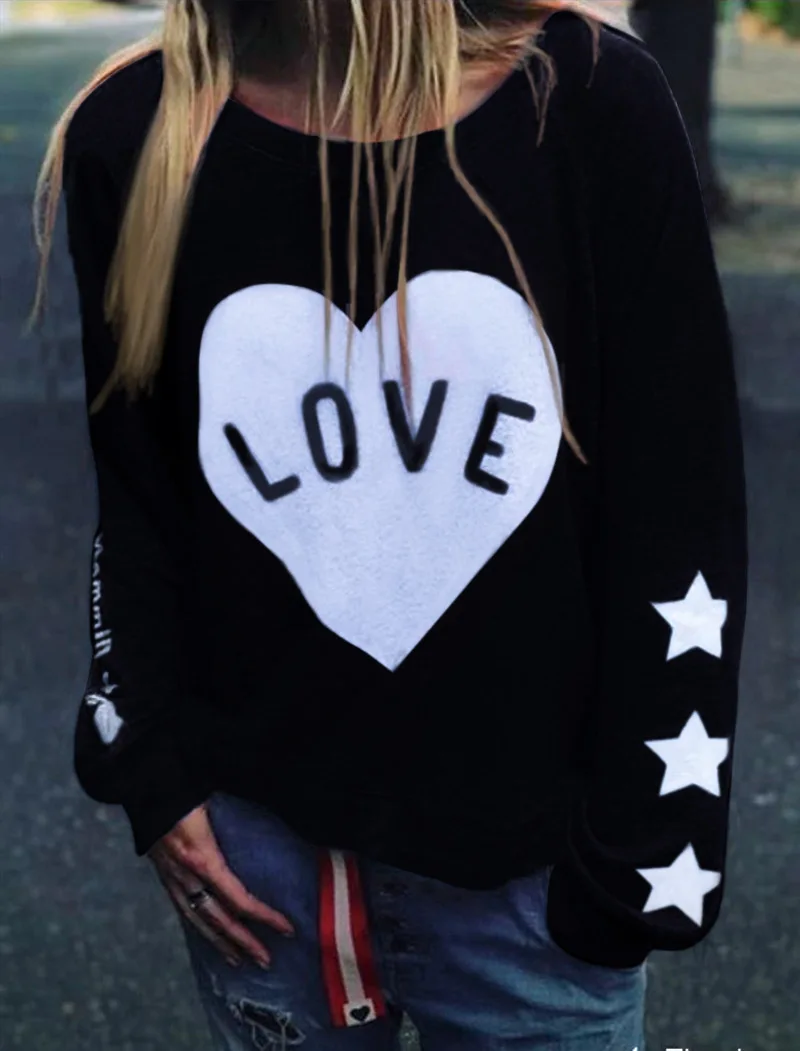 

Donsignet Women's Sweater Fashion Spring Round Neck Pullover Solid Color Letter Printing Knitted Long Sleeves Womens Sweaters