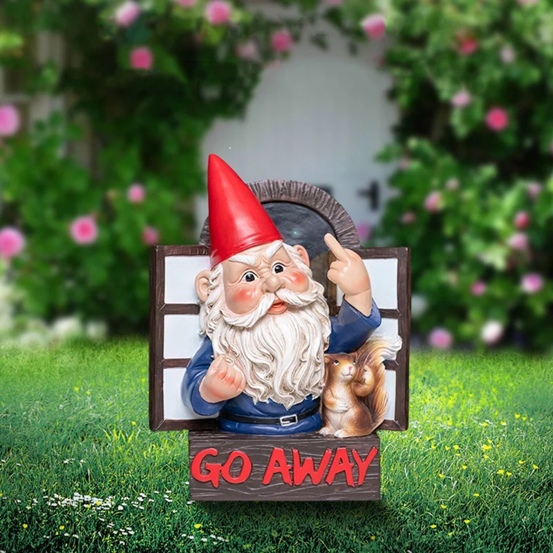 

Garden Statues Naughty Thumbing Up Gnome Figurines Funny Resin Go Away Arrogant Dwarf Gnome Old Man Sculpture Lawn Ornaments