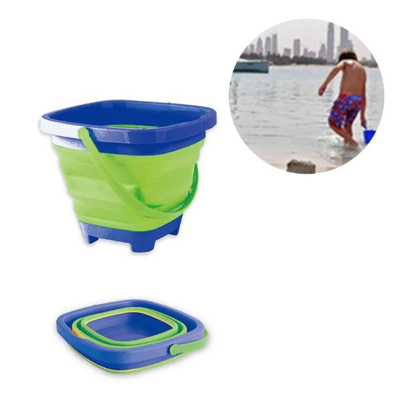 

Beach Soft Plastic Folding Bucket Portable Outdoor Water Toy Telescopic Bucket Children's Beach Kids Toys Household Tools Gift