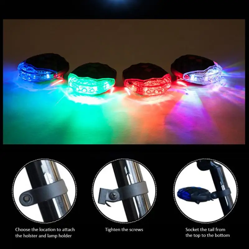 Bicycle LED Taillight Safety Warning Light 7 mode + 2 Laser Lamp Night Mountain Bike Rear Set Bycicle Accessories | Спорт и