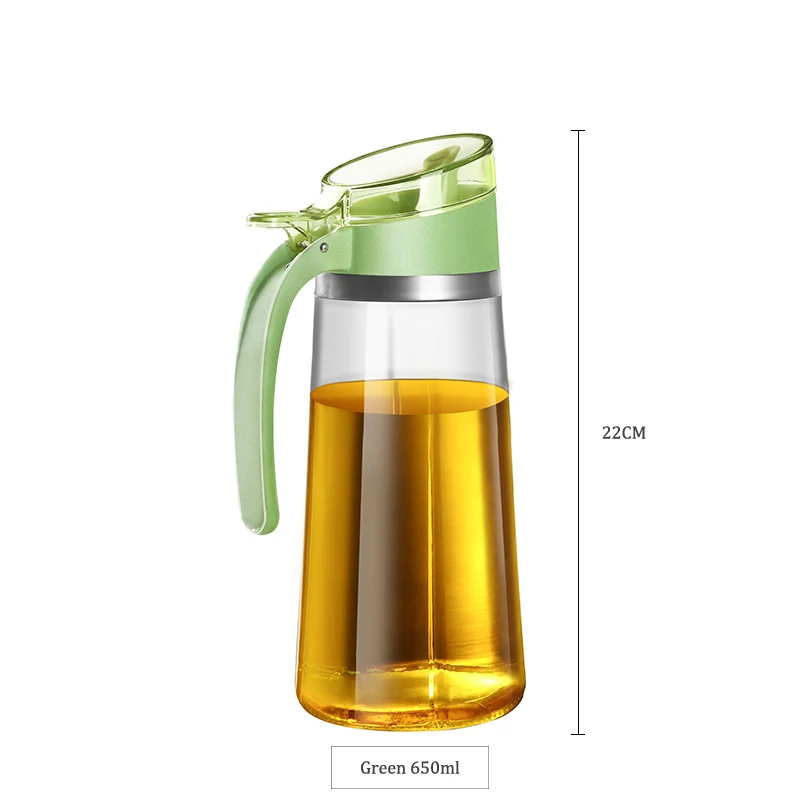 Green 650ml Усиленная стеклянная бутылка для оливкового масла премиум класса 650 мл контейнер для уксуса кухонная бутылка для соевого соуса модная стеклянная бутылка для хранения уксуса - Цвет: Green 650ml