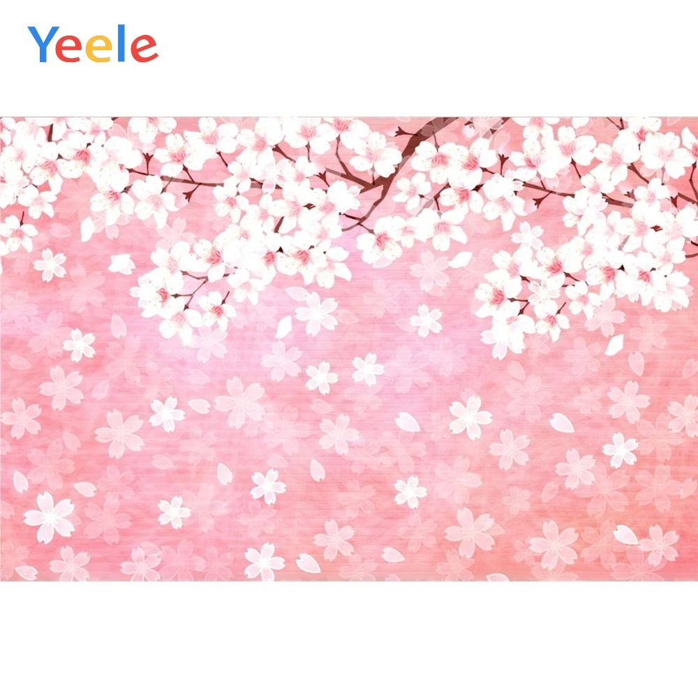 Виниловый фон с изображением весенних розовых цветов для детского праздника дня
