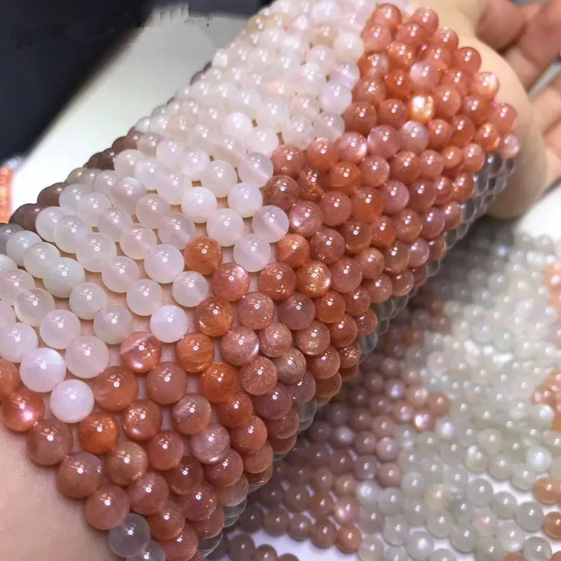 loose beads pink sunstone round 6/8/10mm gradient 14&quot for DIY jewelry making FPPJ wholesale nature gem stone | Украшения и