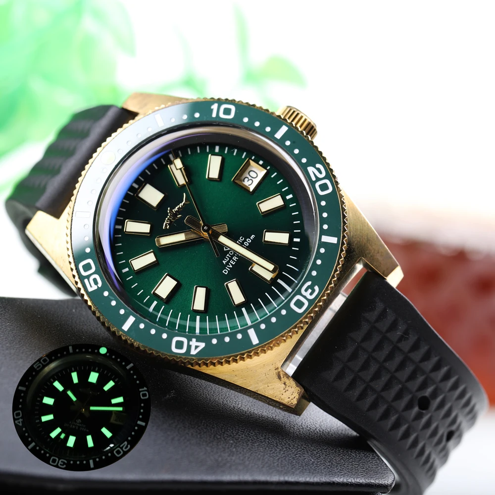

HEIMDALLR SKX 62MAS Diver Watch Automatic 300M NH35A Mechanical Wristwatch Sapphire Crystal Men Bronze Watch C3 Luminous 2020