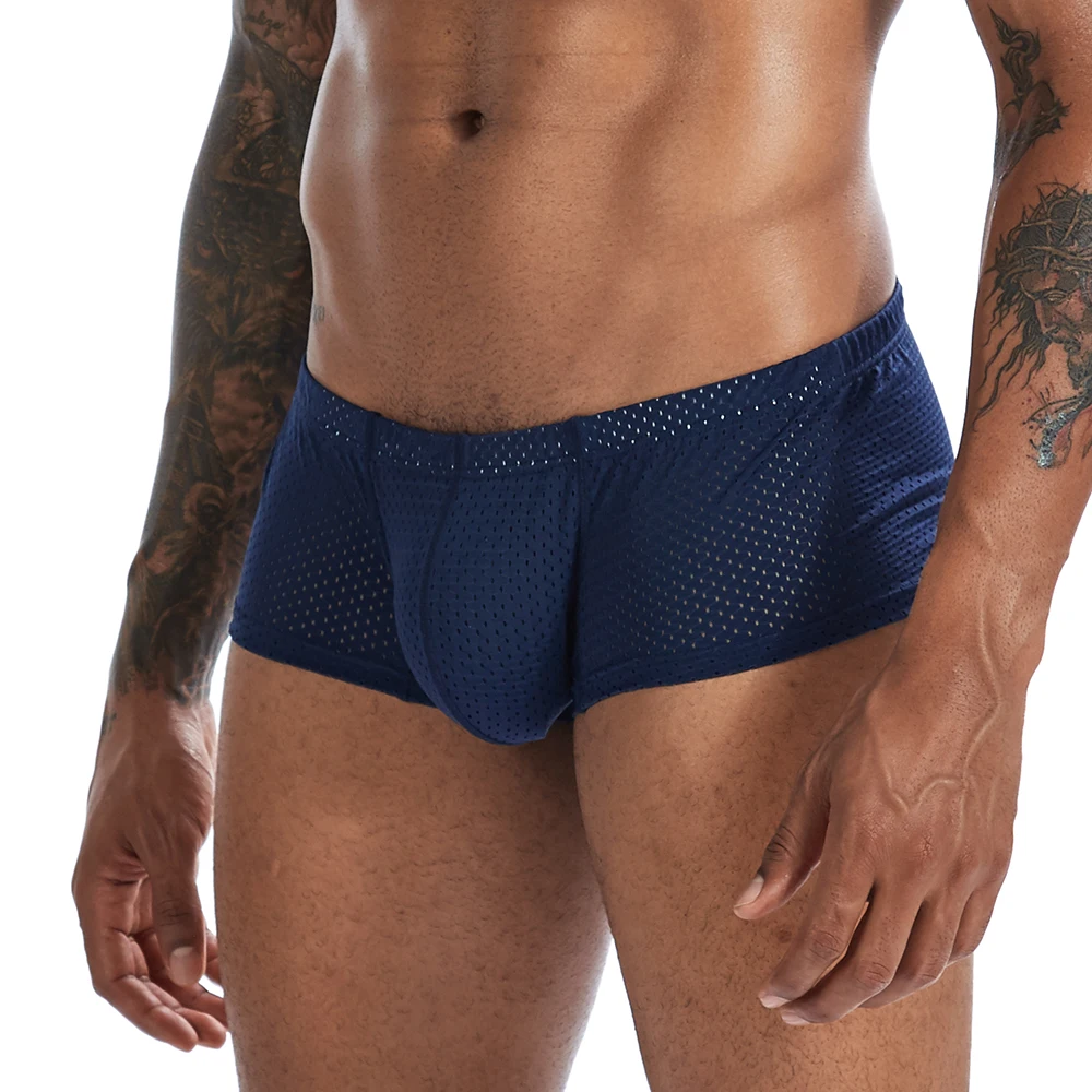 New Sexy Underwear Men Boxer Mesh U Pouch Sexy Underpants Cueca Mesh Pants Trunks Boxer shorts Gay Male Panties