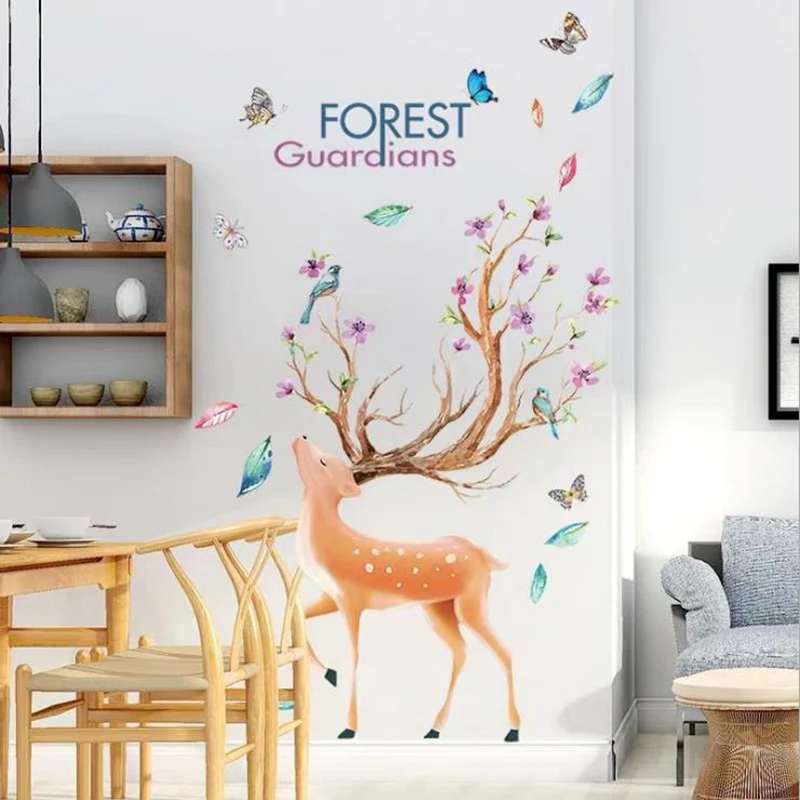 Рождественское украшение самоклеящаяся пвх настенная картина олень зеленые