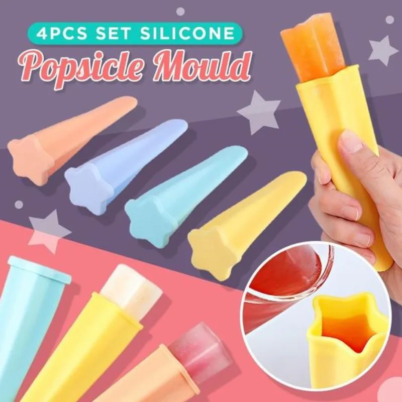 

4 Pcs Silicone Ice Cream Mold DIY Homemade Popsicle Molds Freezer Juice Mold With A Lid Popsicle Barrel Maker Mould Tool