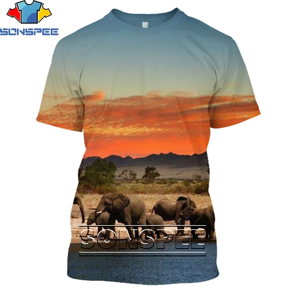 

SONSPEE Elephant 3D Print Hot Fashion Casual Men Unisex TShirt Harajuku Short sleeve Streetwear Clothing Tops