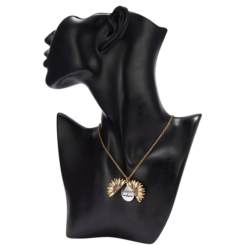 Ожерелье с сердечками подсолнуха античное Золотое и Серебряное скрытое