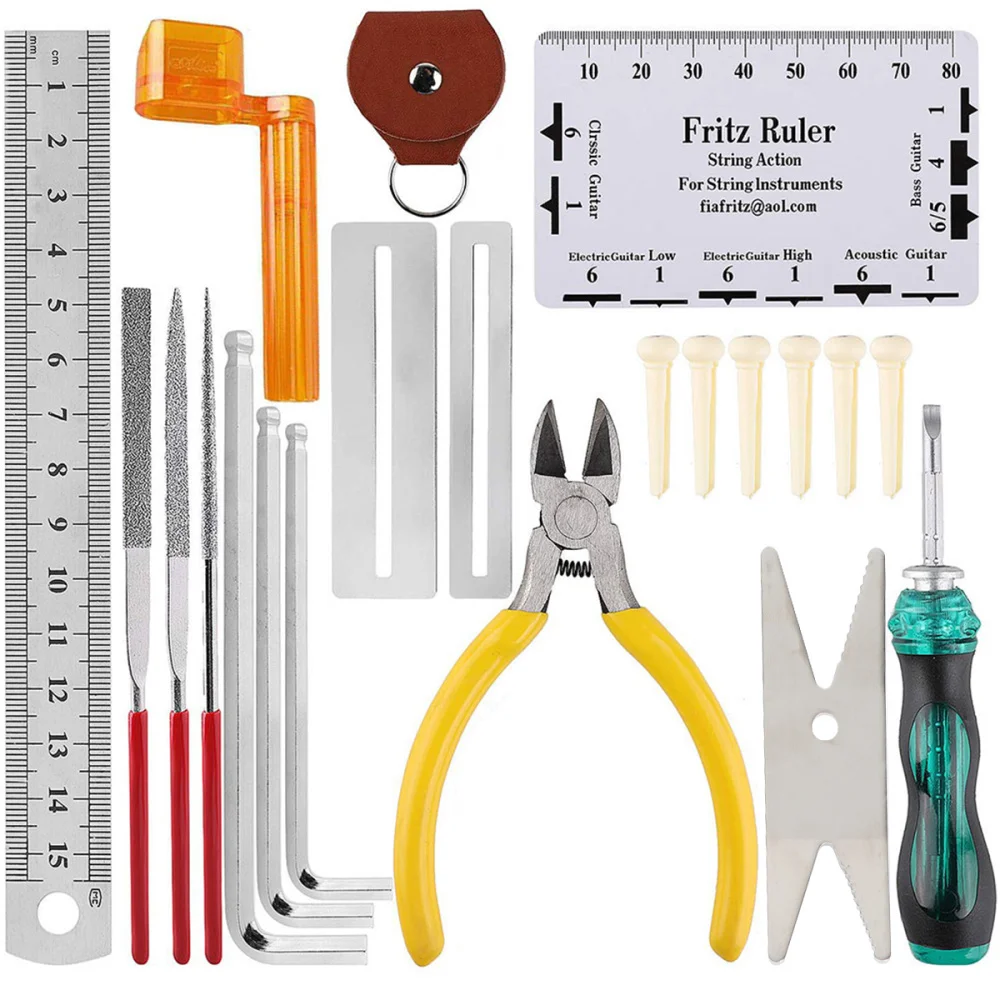 

26-In-1 Guitar Repairing Tool Set Guitar String Grinding Tool File Wrench Ruler Gauge Guitar Accessories