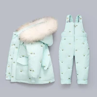 2021 winter down jacket jumpsuit baby boy parka real fur girl clothes children clothing set toddler thick warm overalls snowsuit