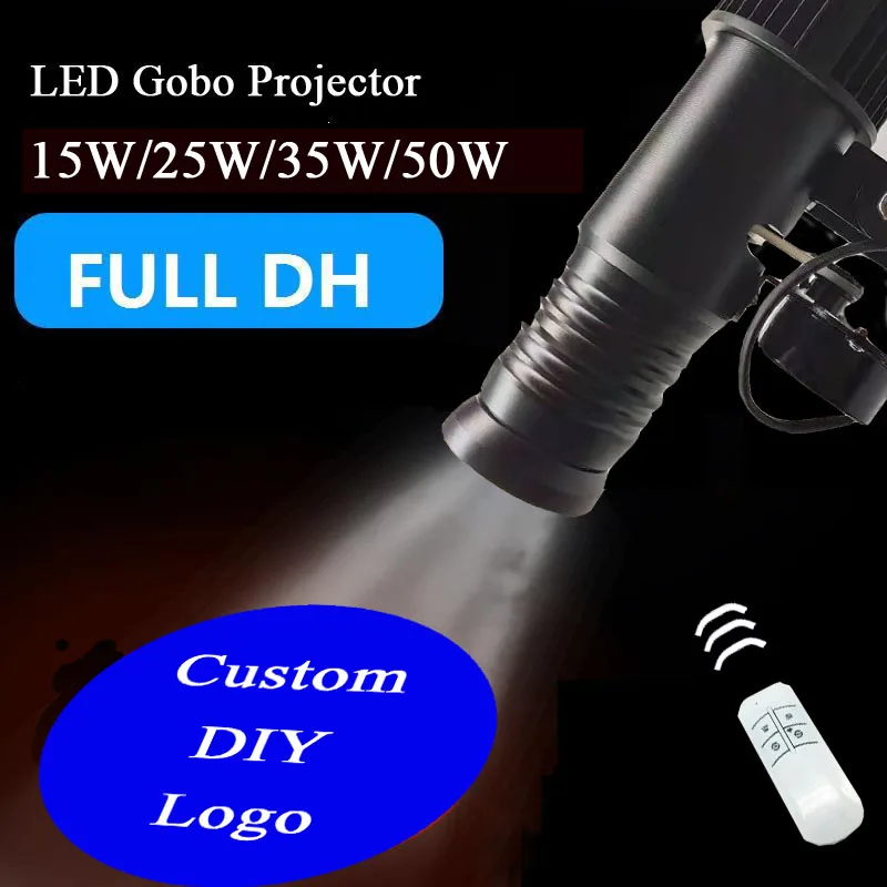 

15W 25W 35W Advertising Light Projection Indoor Rotate Logo Custom Led Gobo Projector With Remote Control