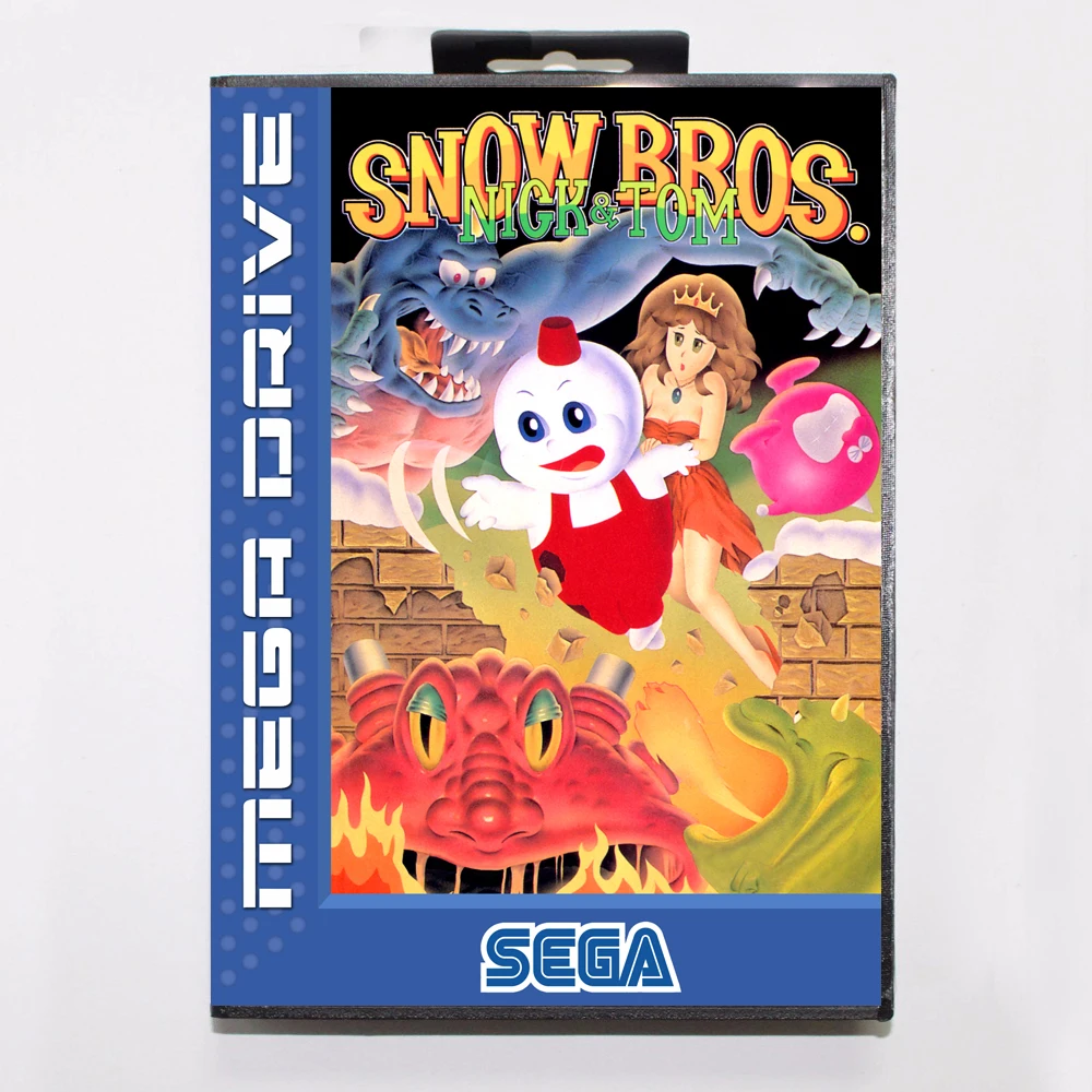 

Snow Bros Nick & Tom Game Cartridge 16 bit MD Game Card With Retail Box For Sega Mega Drive For Genesis
