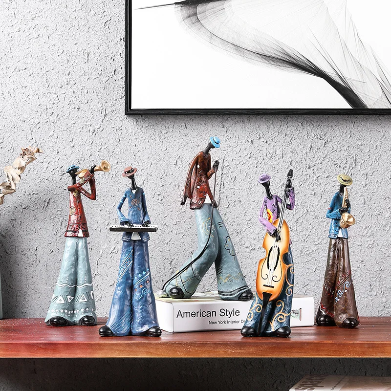 

Fine Amily Figurines For Home Decor Accessories Morden Creative Band Music Character Bar Home Decoration Crafts Gift For Friends