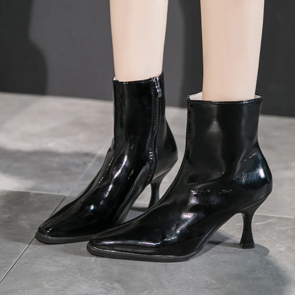 Ботинки на резиновой подошве женские высоком каблуке сапоги Для женщин с