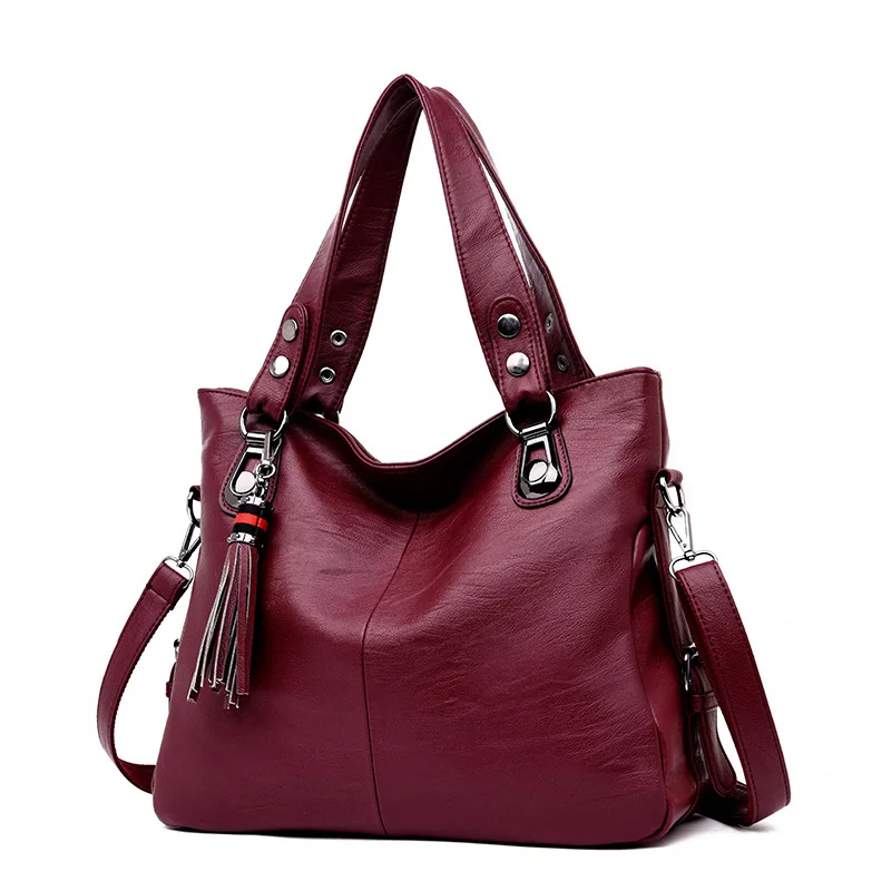 

Простая и атмосферная женская сумка через плечо, Повседневная Корейская сумка в стиле ретро из мягкой кожи, модная вместительная сумка-месс...