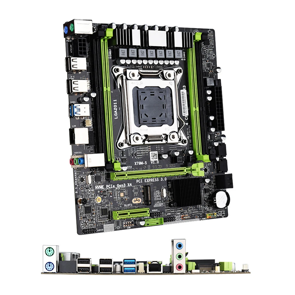 

X79 Dual Channels Motherboard Mainboard USB2.0 PCIE M.2 NVME SSD LGA 2011 SATA Support E5 V2 Memory 4DDR3