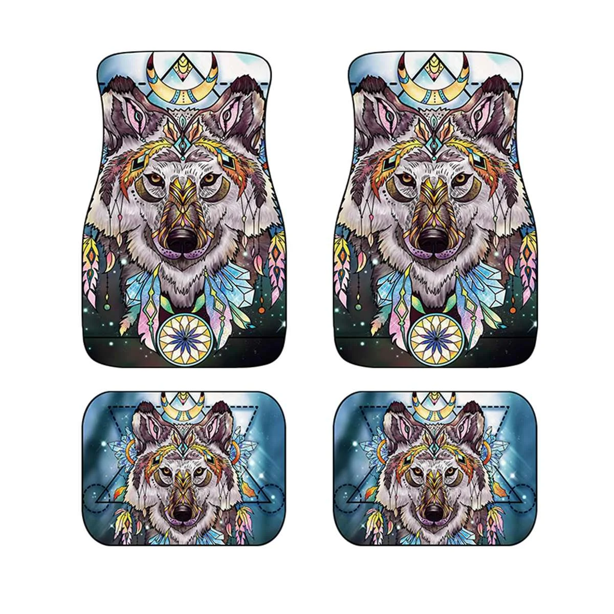 Billig Vollen Satz Auto Sitz Abdeckung Protector Kit Universal 3D Tier Druck Fuß Fußmatten Teppich Abdeckungen Auto Innen Zubehör Set