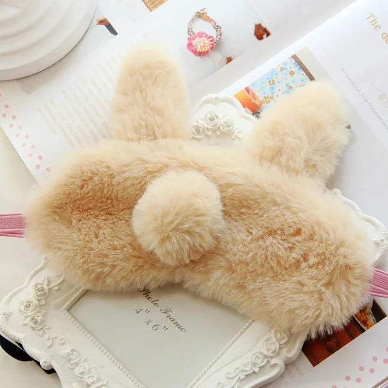 Плюшевая маска для сна в форме кролика мультяшная с завязанными глазами глаз