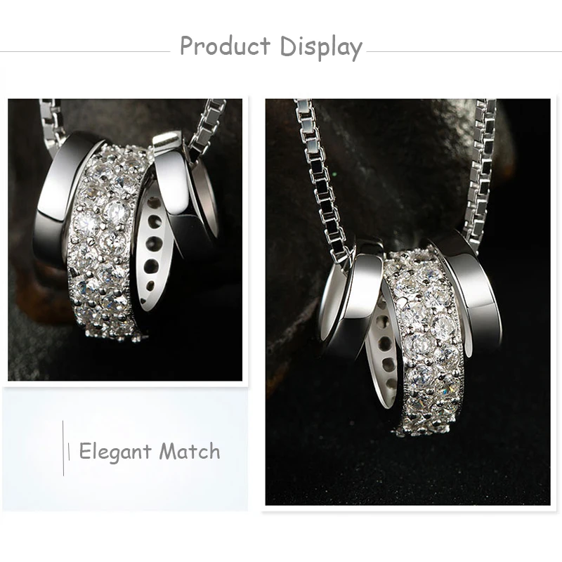 Женская круглая подвеска с тремя вращающимися круглыми фианитами ожерелье из