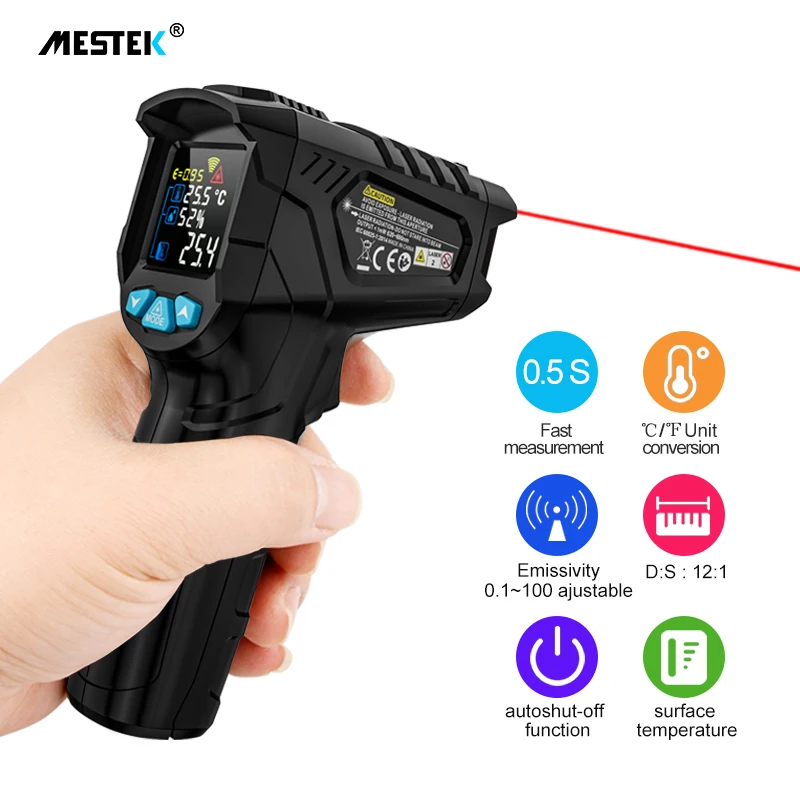 Цифровой термометр MESTEK 50-800 градусов инфракрасный гигрометр измеритель